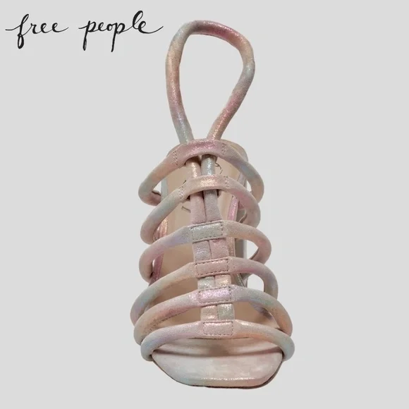 FREE PEOPLE Colette Cinched Ankle Block-Heel Strappy LEATHER Sandal/9.5M NWT - Picture 7 of 16